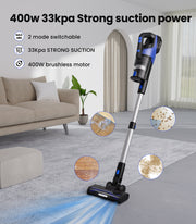 Cordless Vacuum Cleaner, Powerful Suction 400W 33KPA, Detachable Battery Design 45 Minutes Long Runtime 6-in-1 Stick Vacuum Cleaner Perfect For Hardwood Floors Pet Hair P8